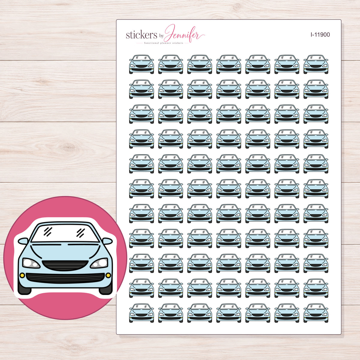 I-11900 planner sticker sheet with enlarged sticker detail