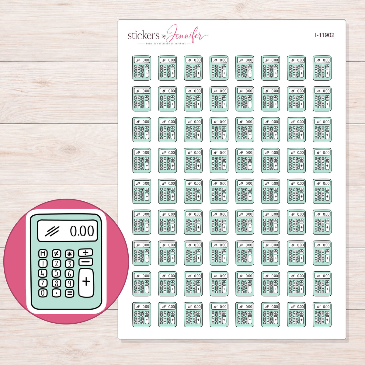 I-11902 planner sticker sheet with enlarged sticker detail
