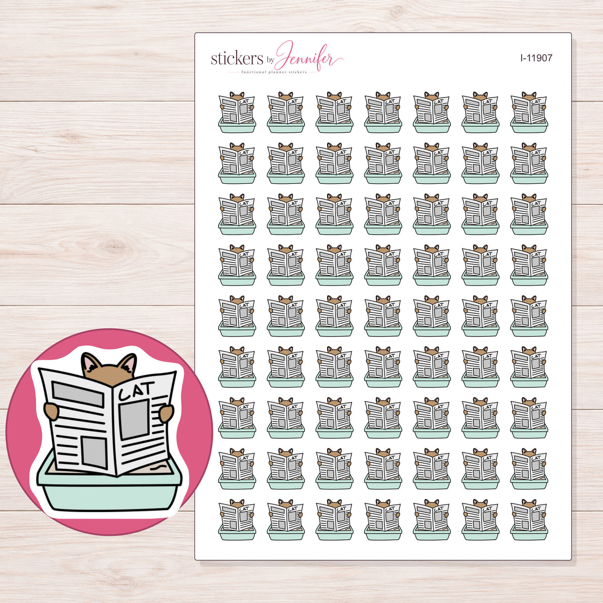 I-11907 planner sticker sheet with enlarged sticker detail