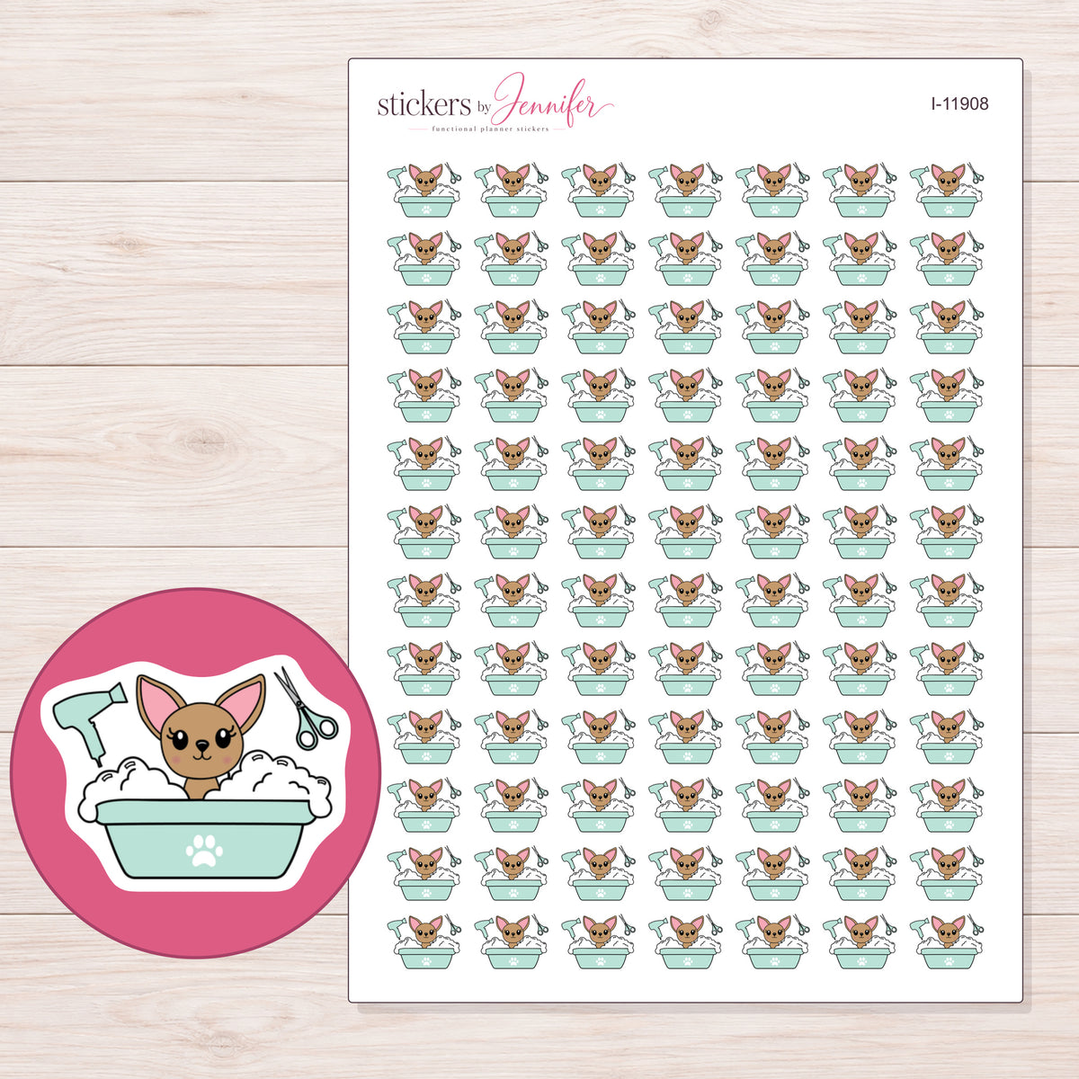 I-11908 planner sticker sheet with enlarged sticker detail
