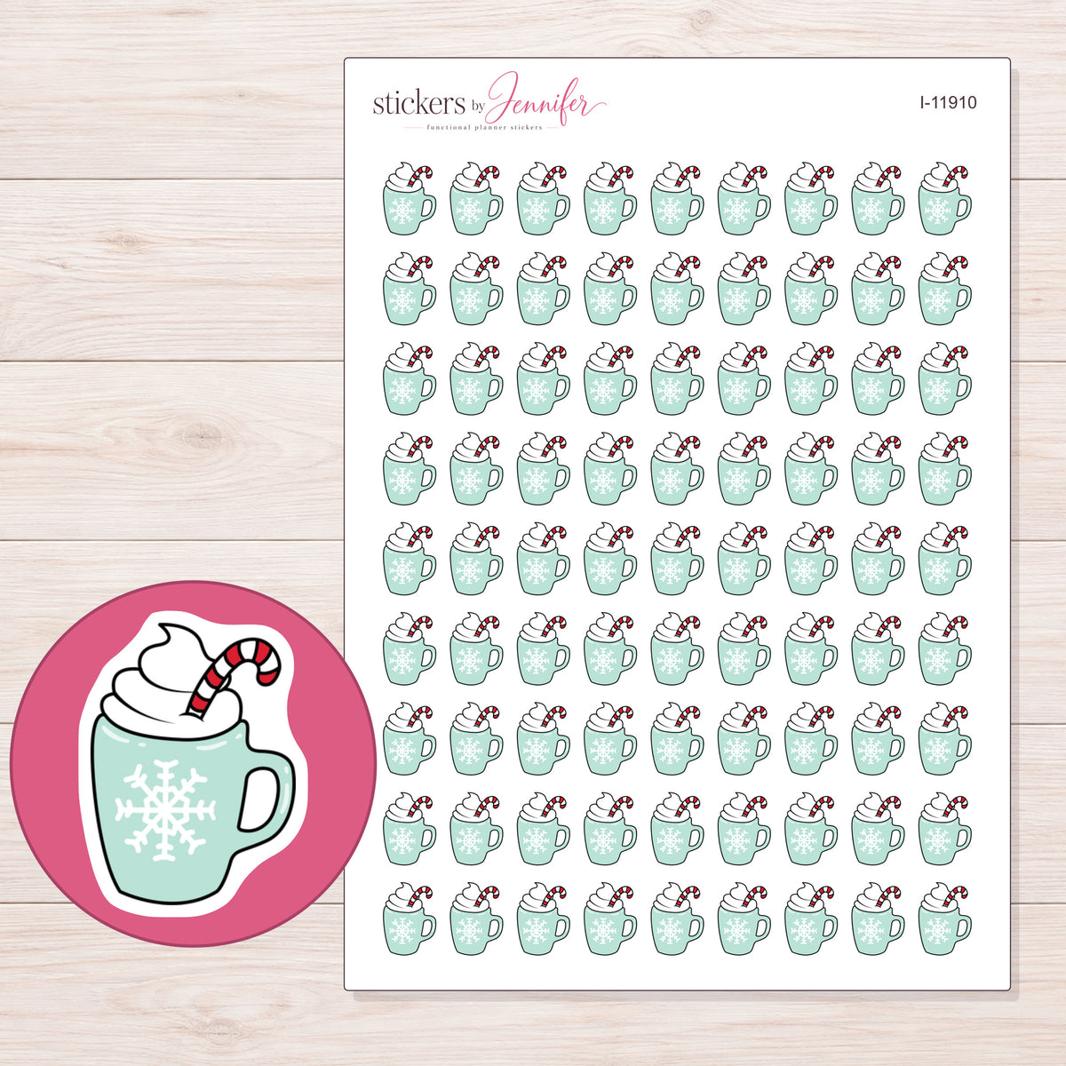 I-11910 planner sticker sheet with enlarged sticker detail