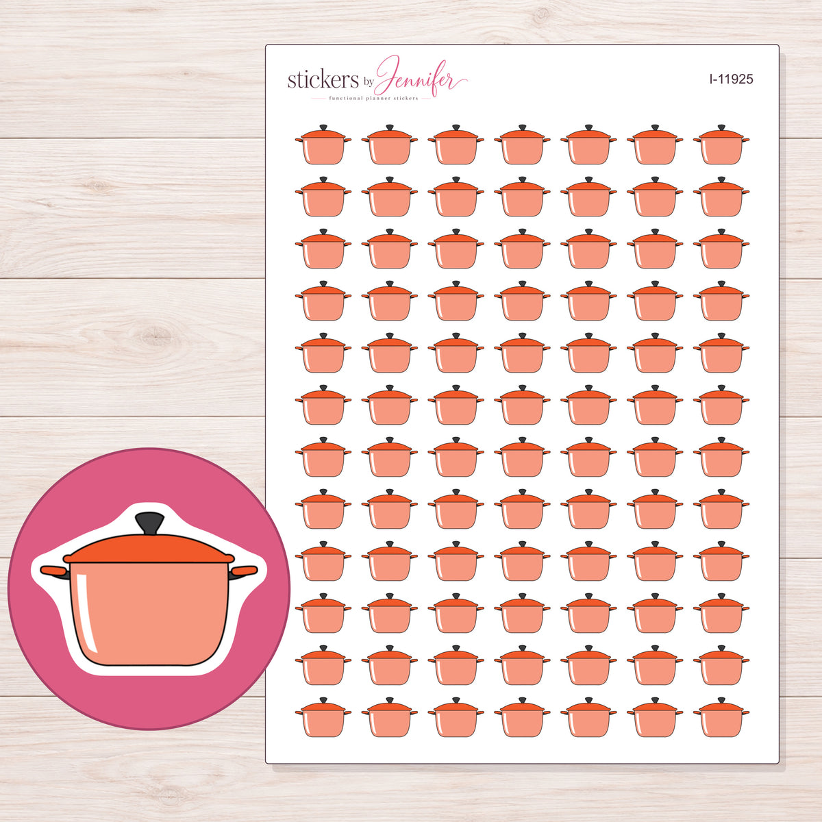 I-11925 planner sticker sheet with enlarged sticker detail