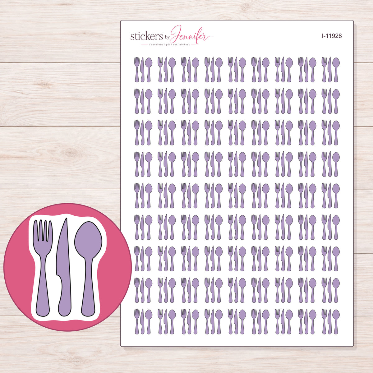 I-11928 planner sticker sheet with enlarged sticker detail