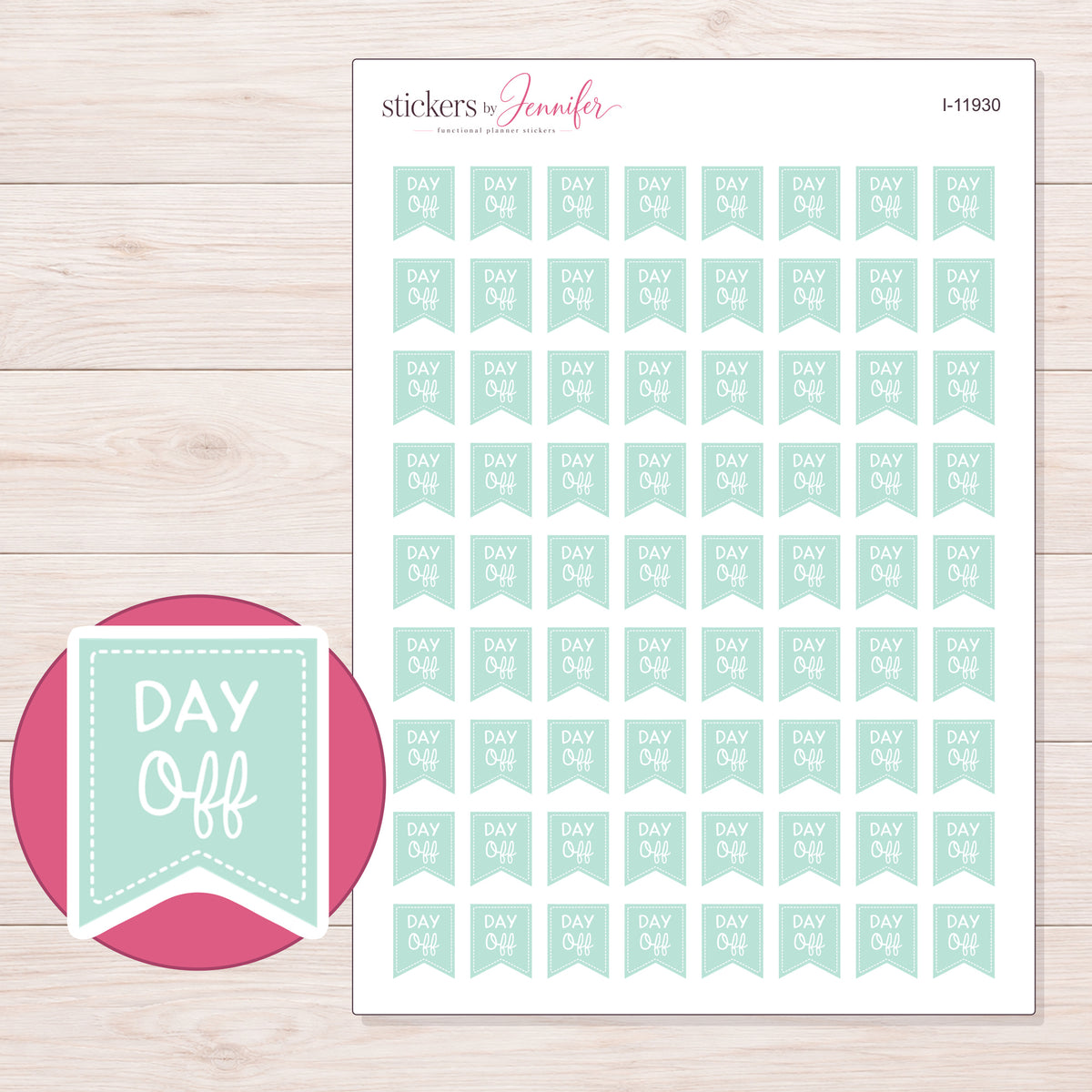 I-11930 planner sticker sheet with enlarged sticker detail