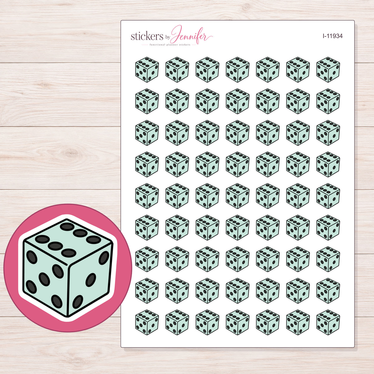 I-11934 planner sticker sheet with enlarged sticker detail