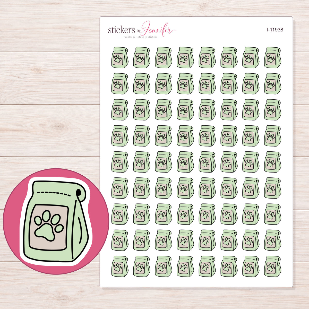I-11938 planner sticker sheet with enlarged sticker detail