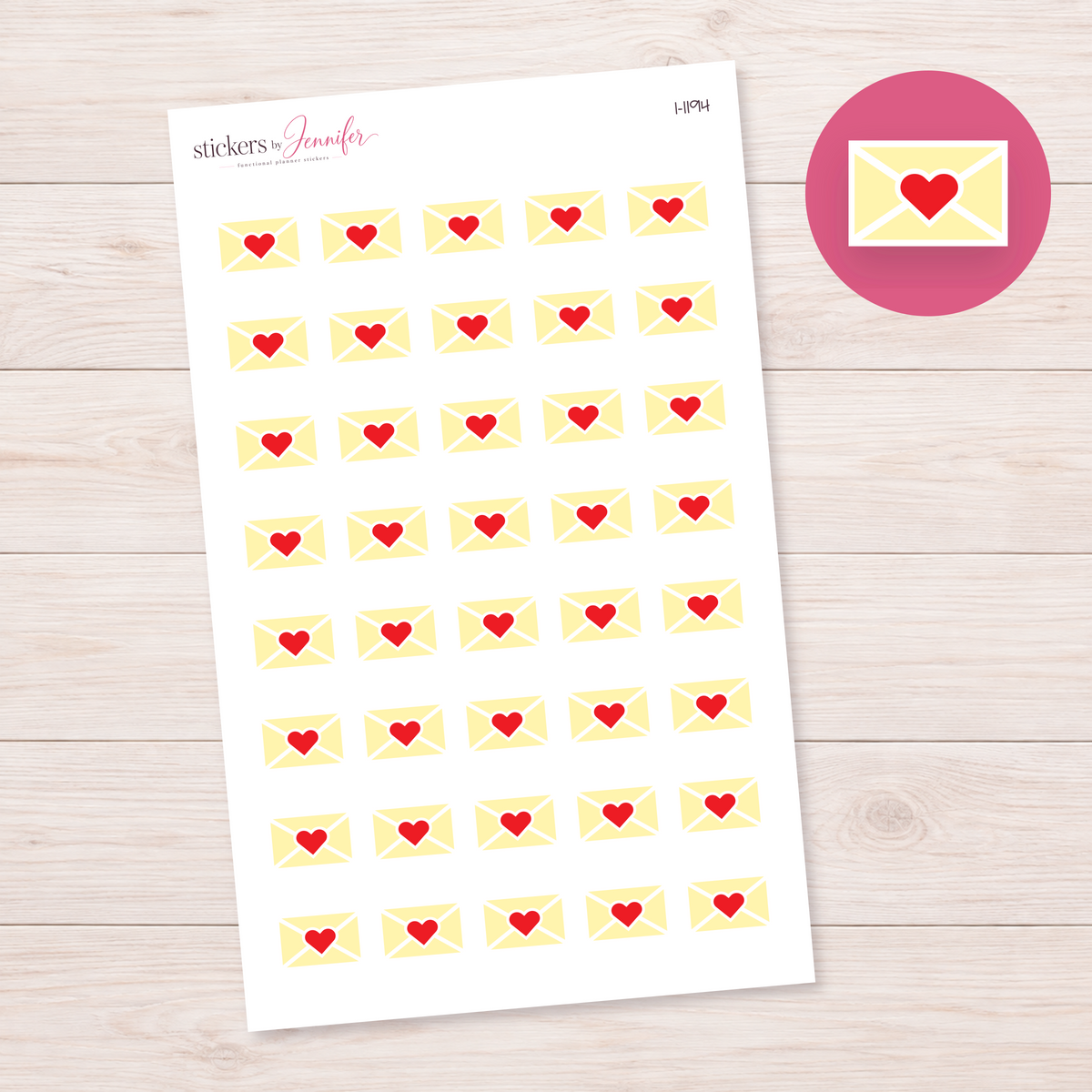 Yellow Happy Mail Envelope Planner Stickers | I-1194