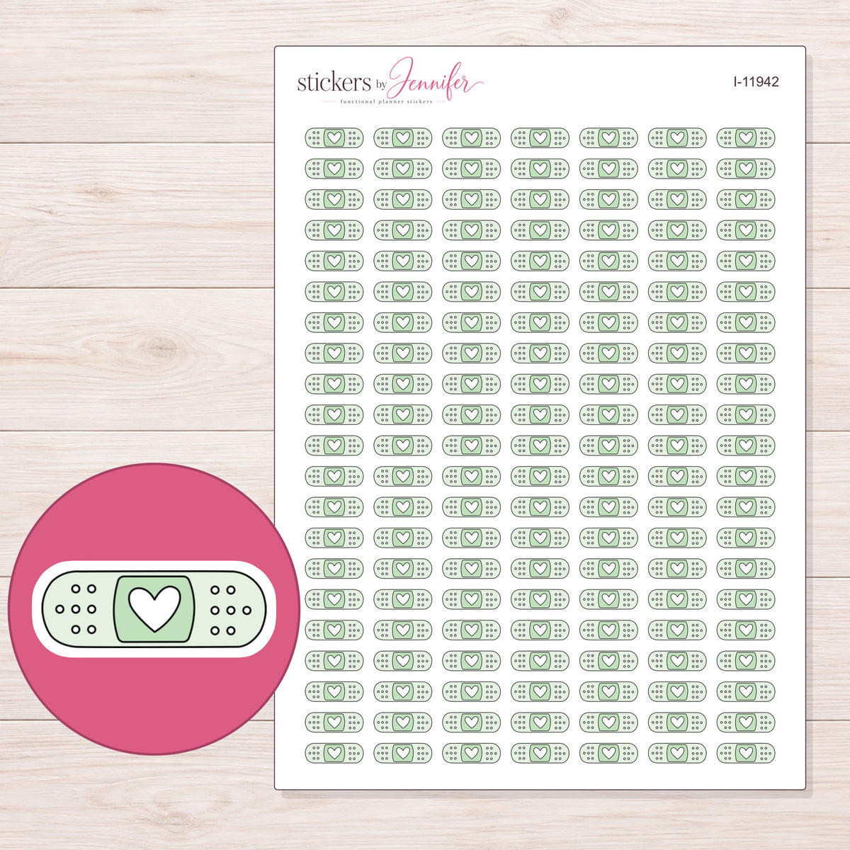 I-11942 planner sticker sheet with enlarged sticker detail