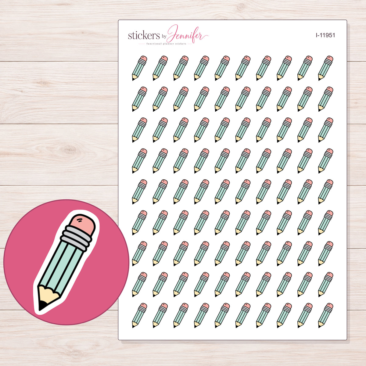 I-11951 planner sticker sheet with enlarged sticker detail