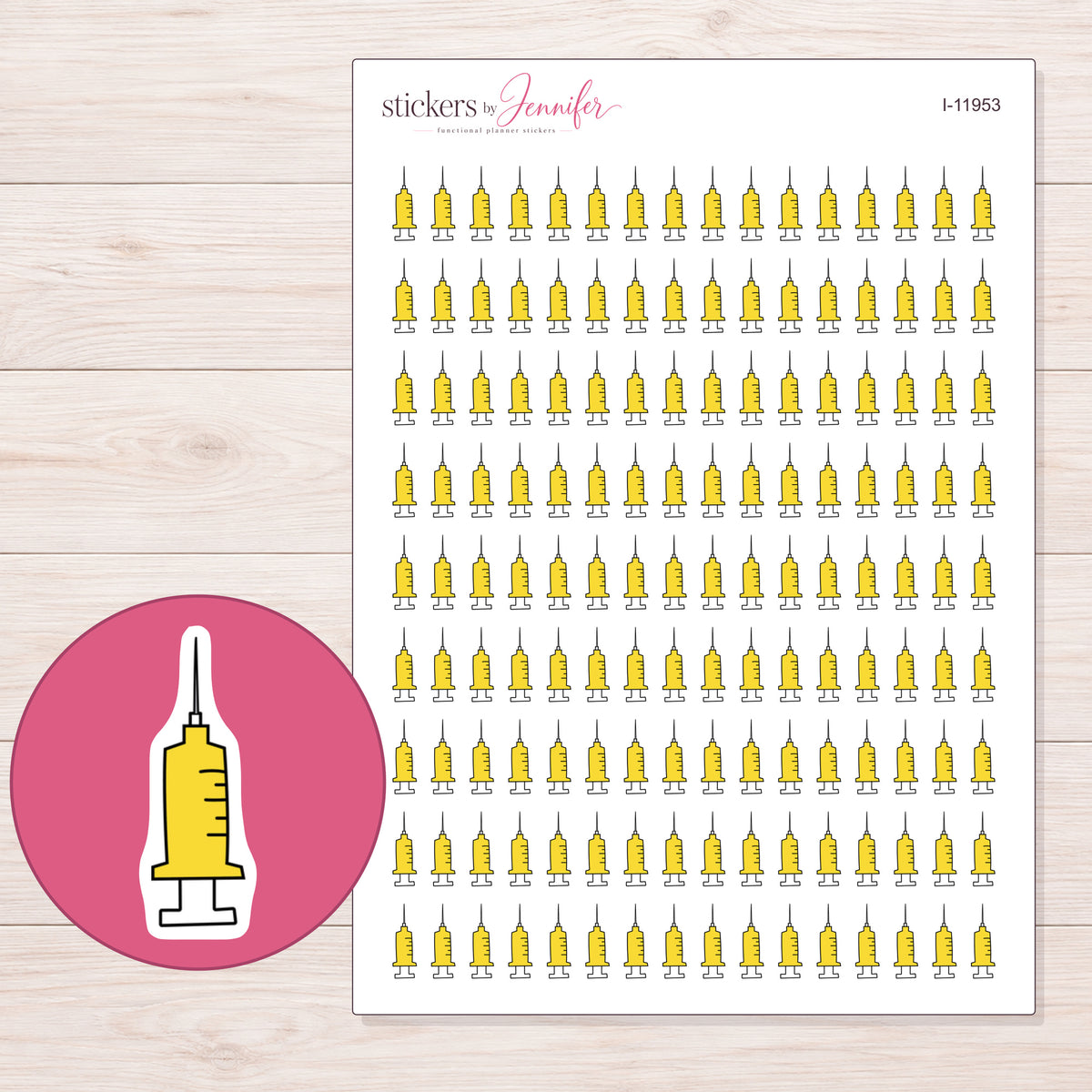 I-11953 planner sticker sheet with enlarged sticker detail