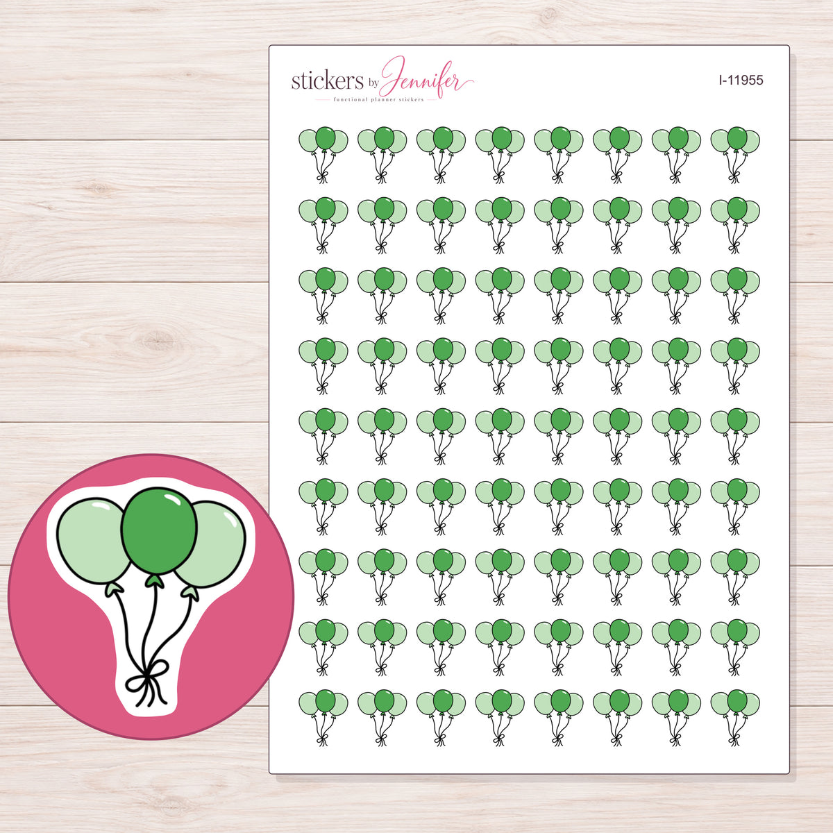 I-11955 planner sticker sheet with enlarged sticker detail