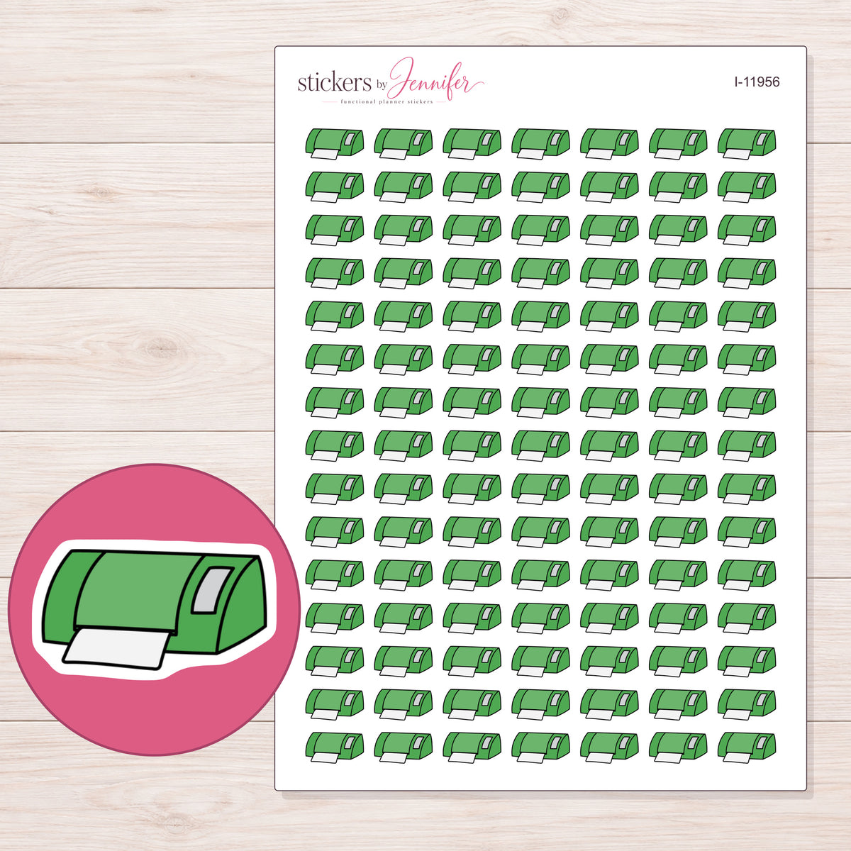 I-11956 planner sticker sheet with enlarged sticker detail