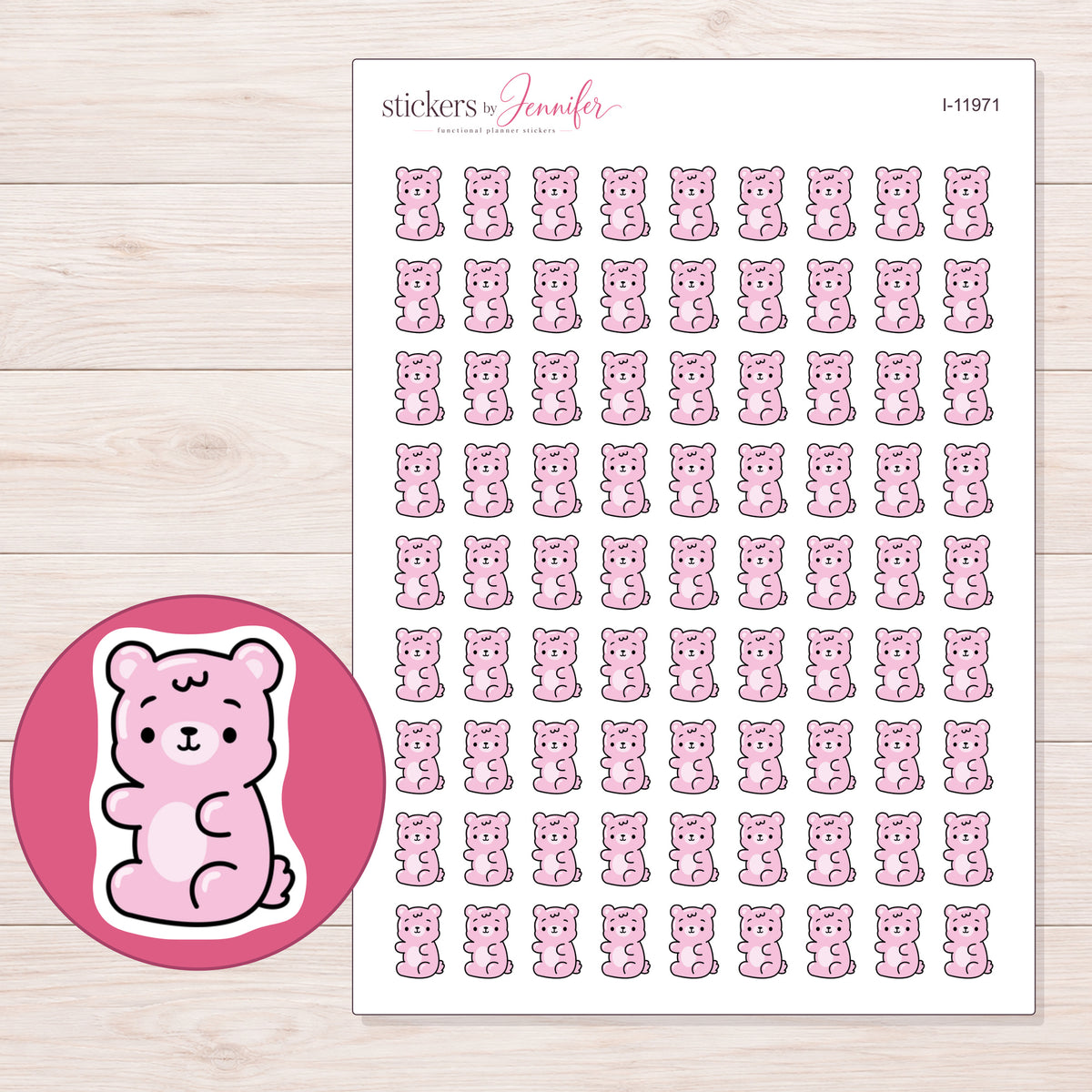 I-11971 planner sticker sheet with enlarged sticker detail