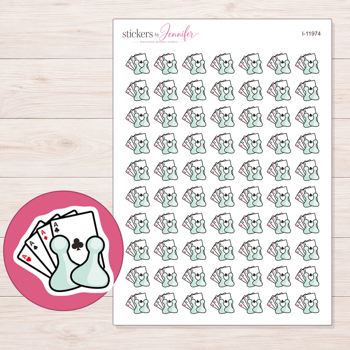 I-11974 planner sticker sheet with enlarged sticker detail