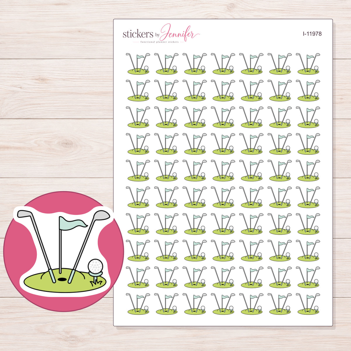 I-11978 planner sticker sheet with enlarged sticker detail