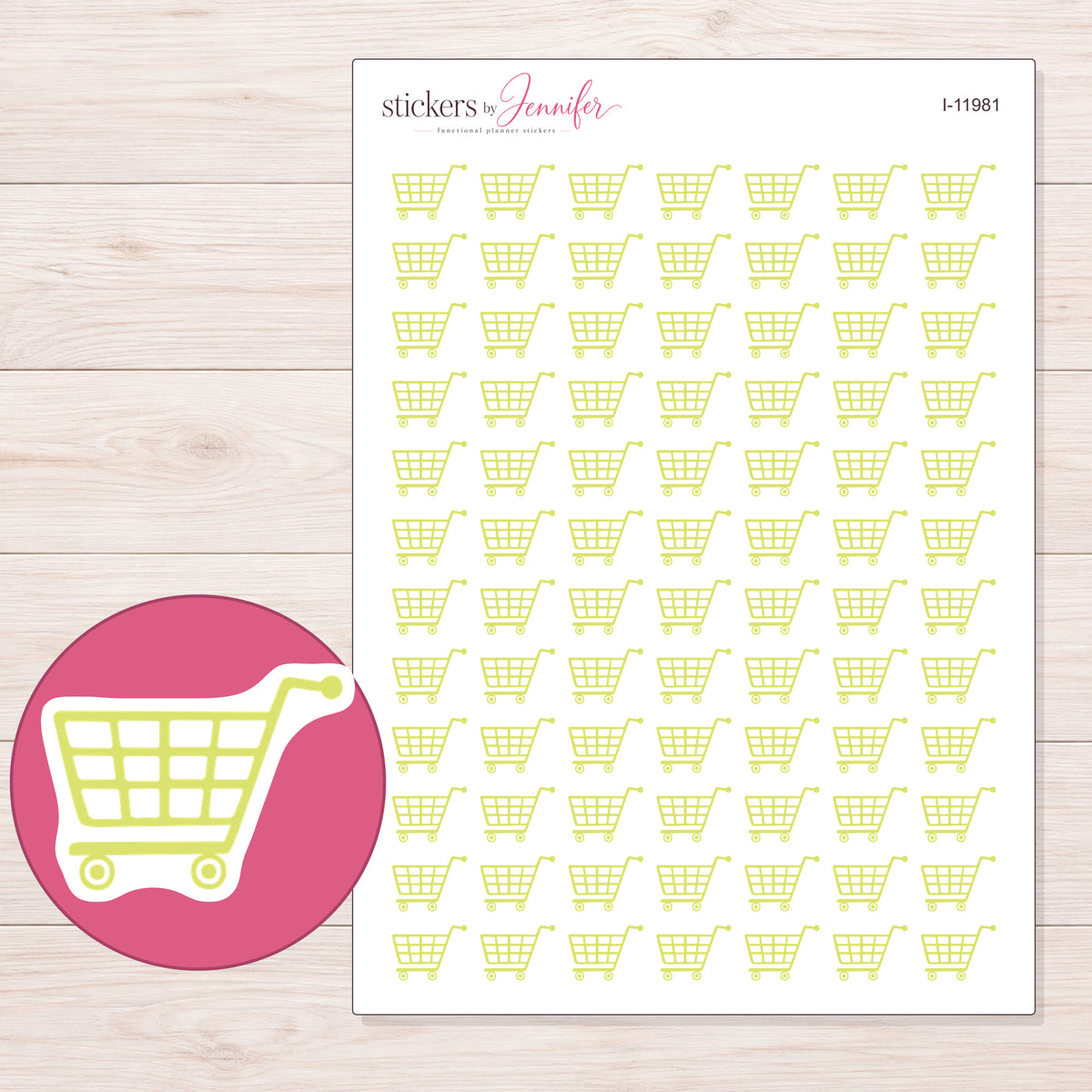 I-11981 planner sticker sheet with enlarged sticker detail