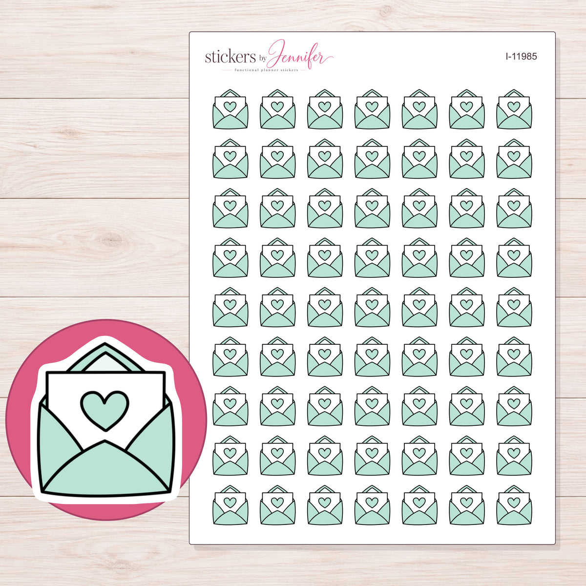 I-11985 planner sticker sheet with enlarged sticker detail