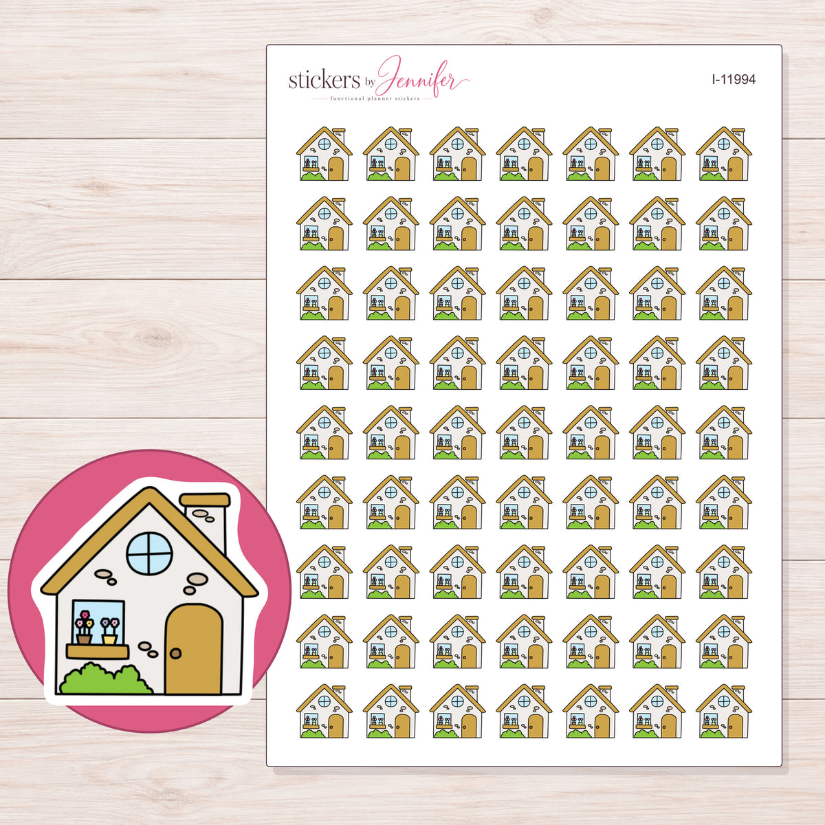 I-11994 planner sticker sheet with enlarged sticker detail