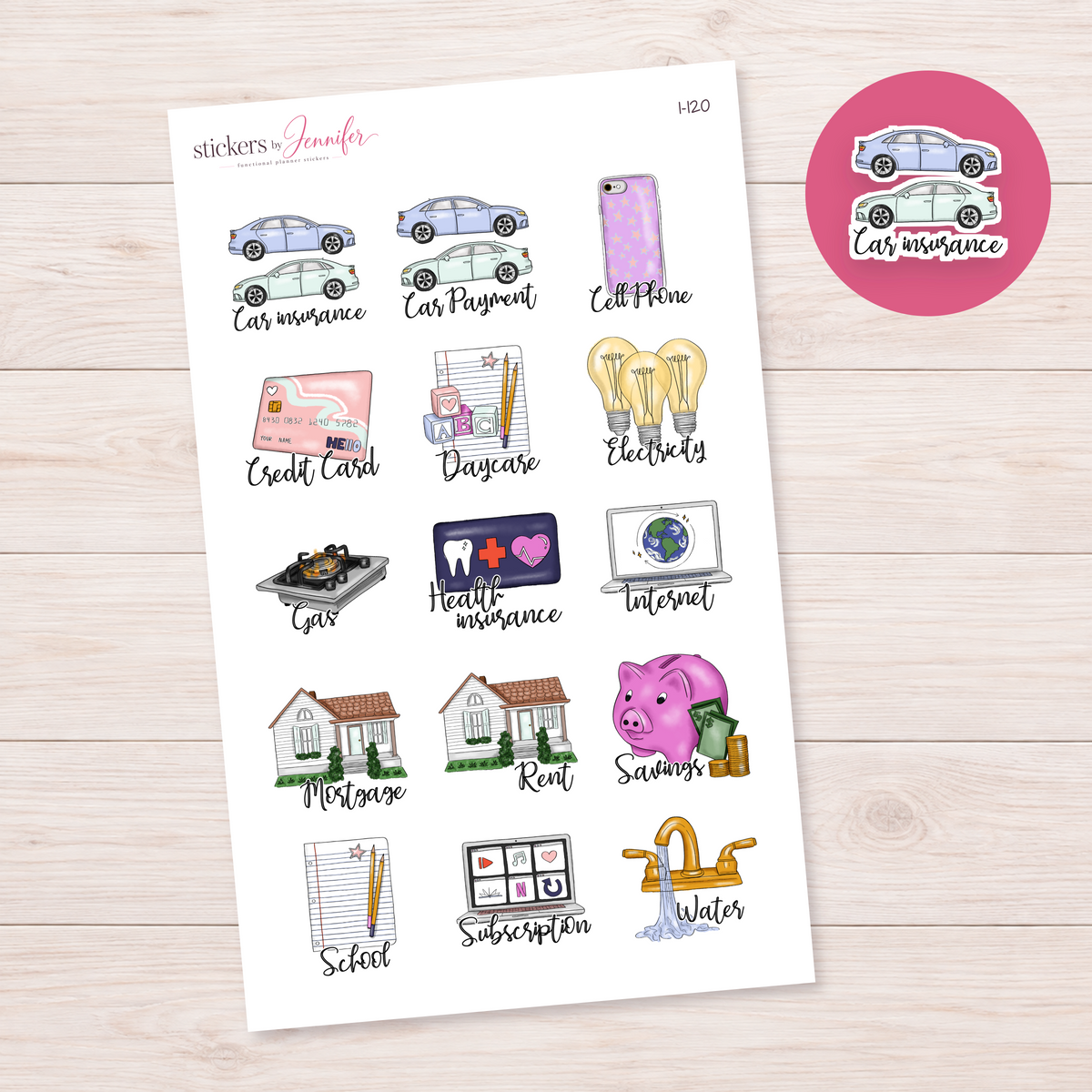 Car Insurance Script Planner Stickers | I-120