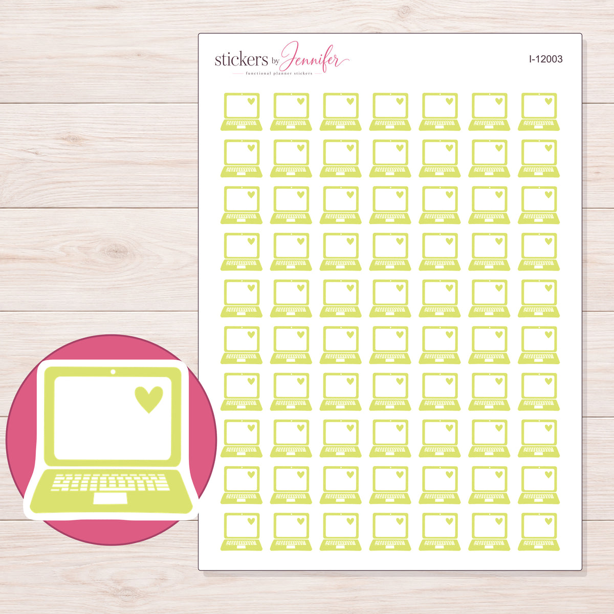 I-12003 planner sticker sheet with enlarged sticker detail
