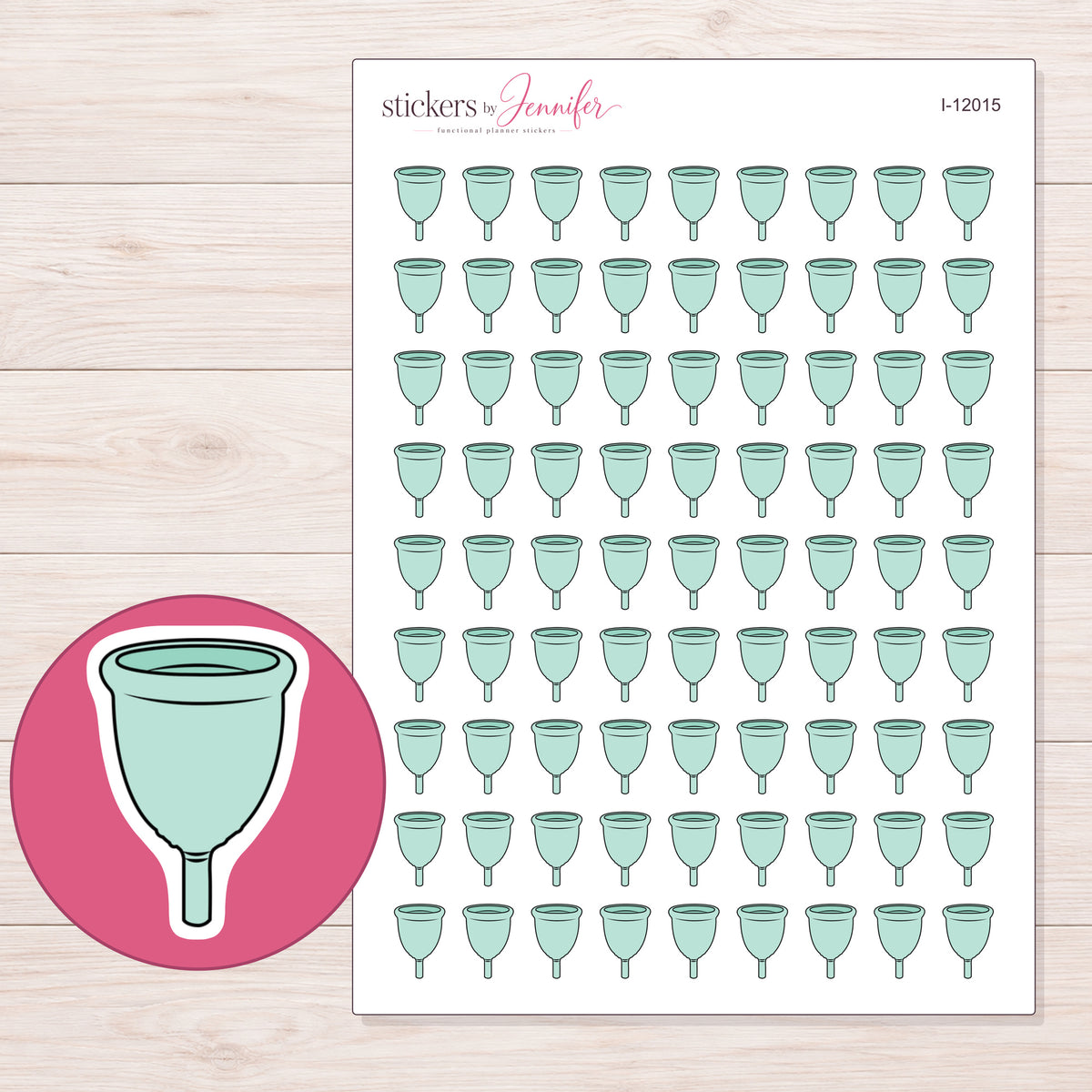 I-12015 planner sticker sheet with enlarged sticker detail