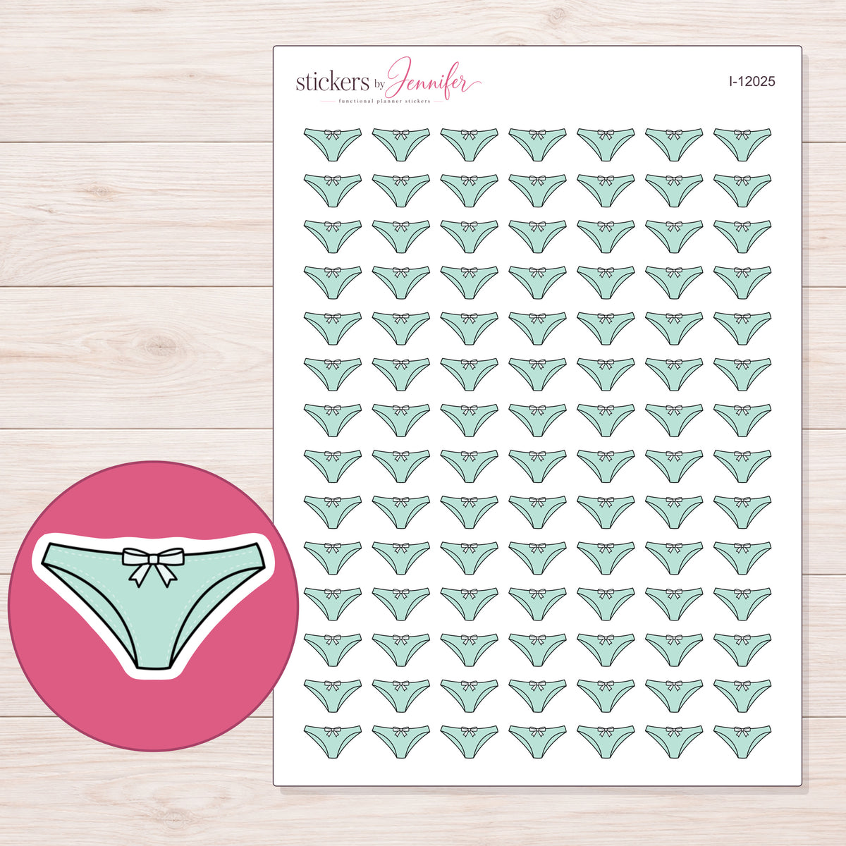 I-12025 planner sticker sheet with enlarged sticker detail