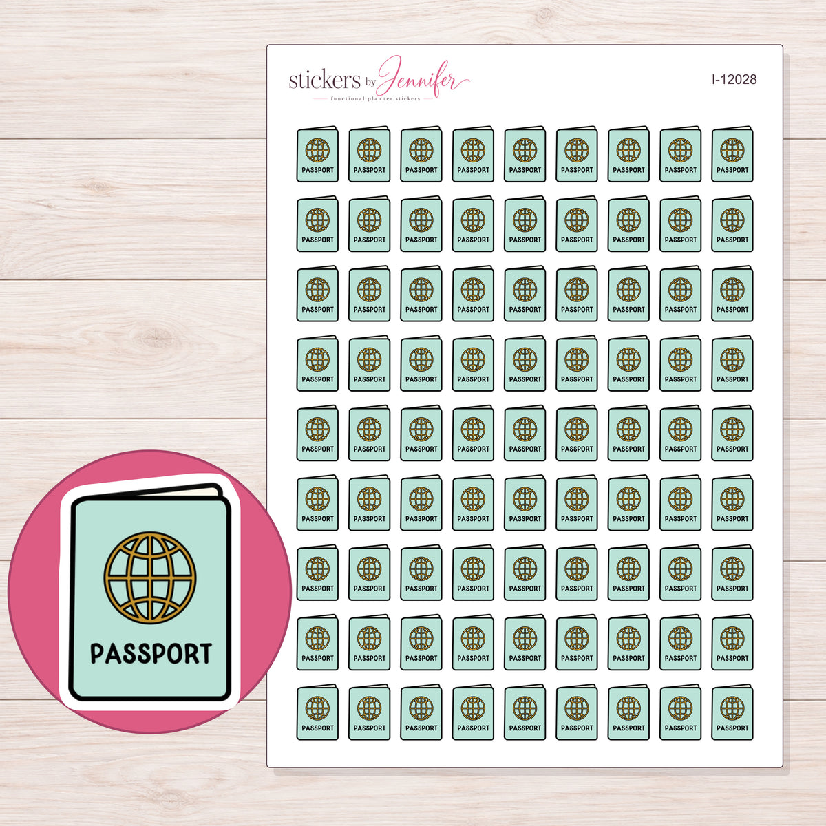 I-12028 planner sticker sheet with enlarged sticker detail