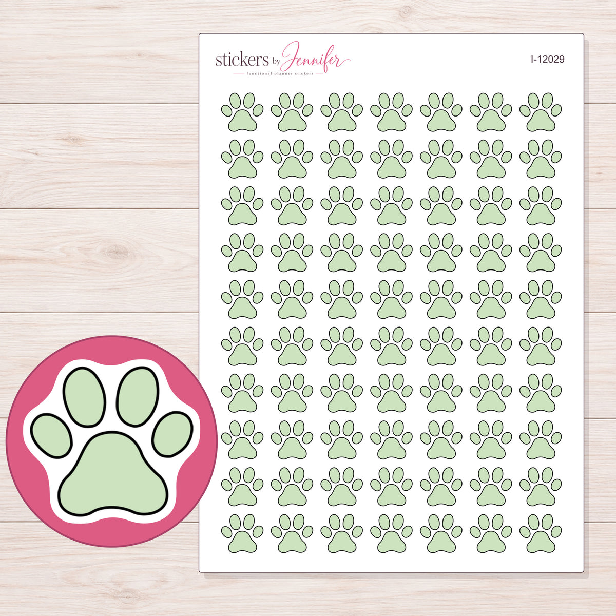 I-12029 planner sticker sheet with enlarged sticker detail