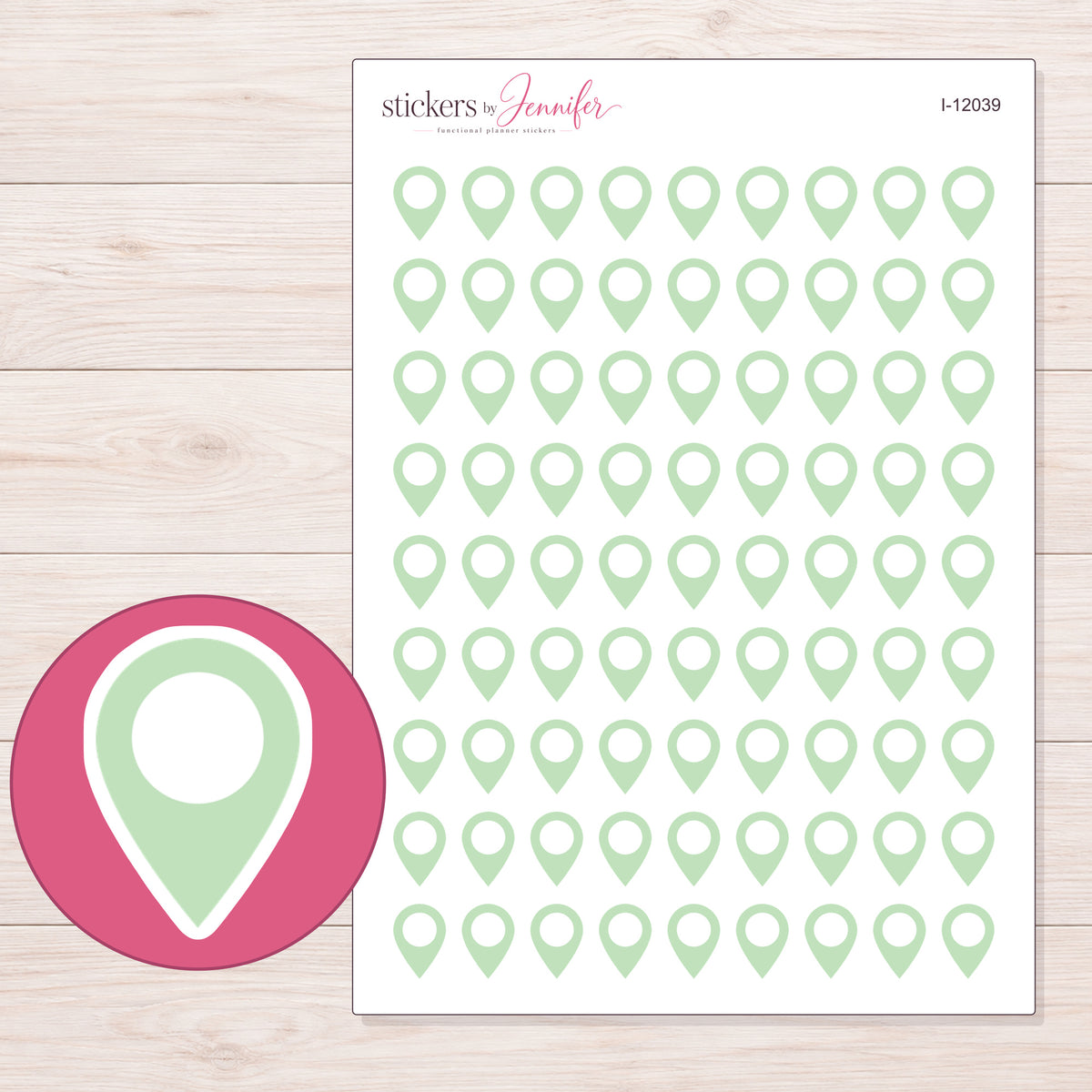 I-12039 planner sticker sheet with enlarged sticker detail