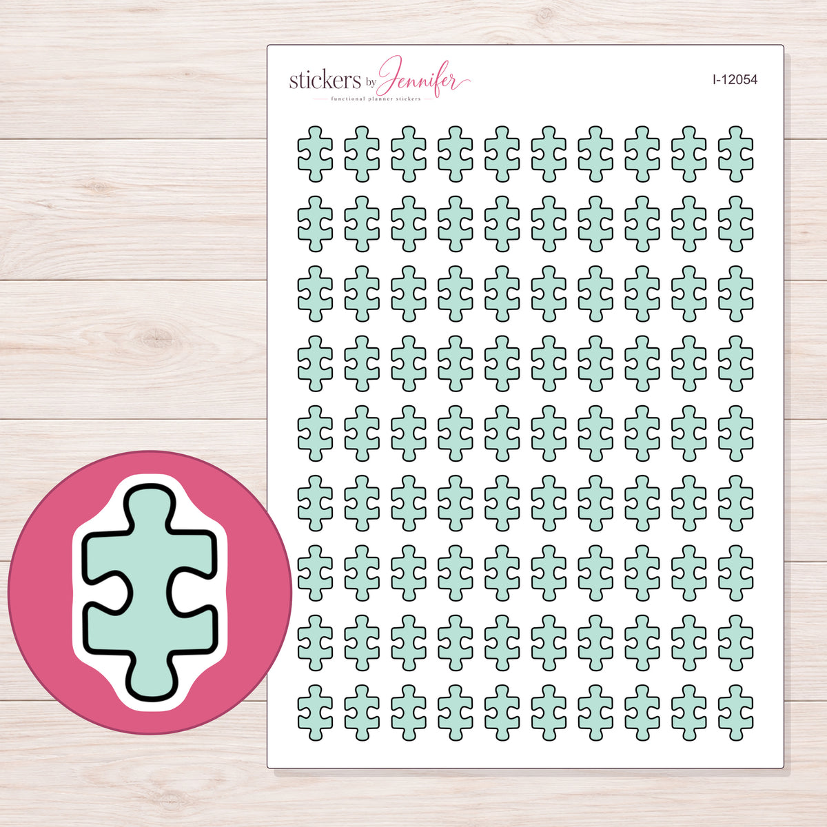 I-12054 planner sticker sheet with enlarged sticker detail