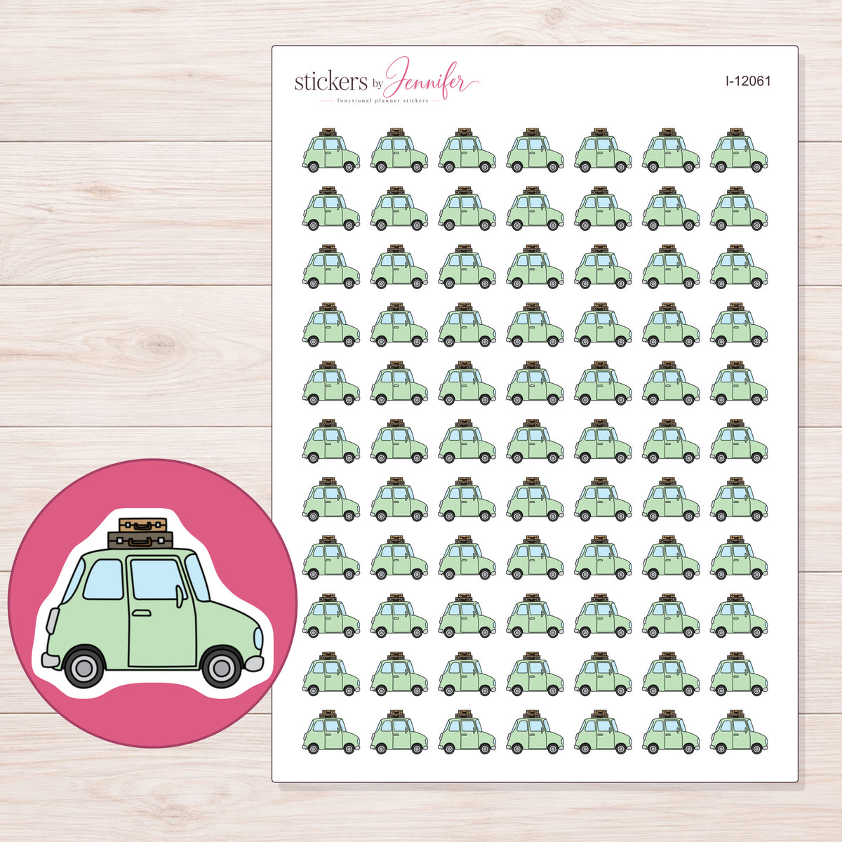 I-12061 planner sticker sheet with enlarged sticker detail