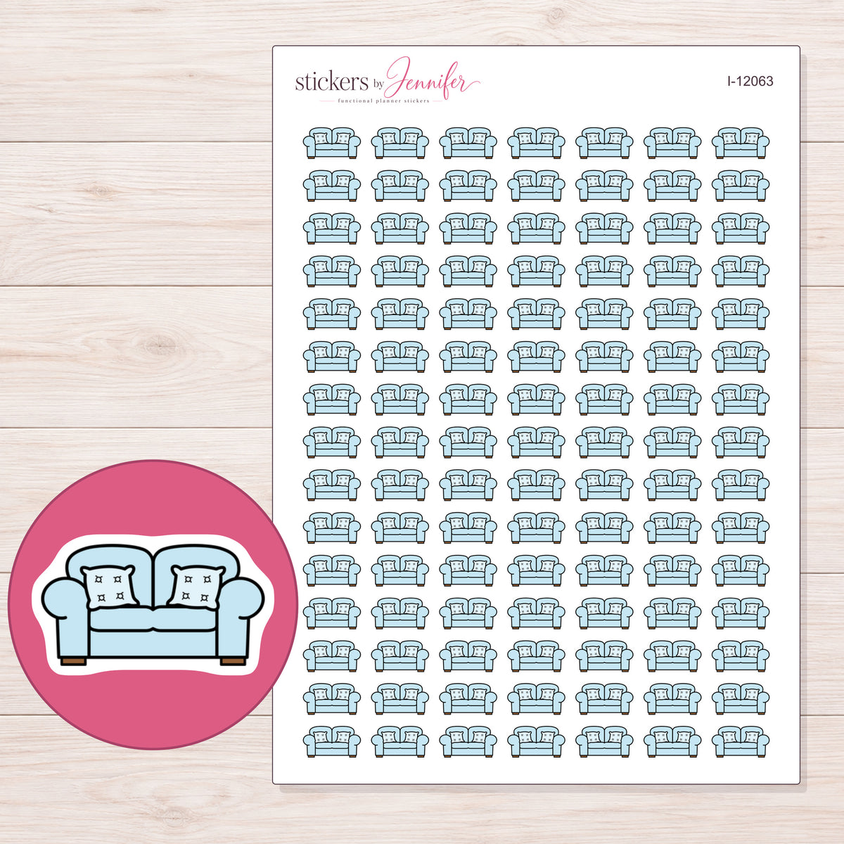 I-12063 planner sticker sheet with enlarged sticker detail