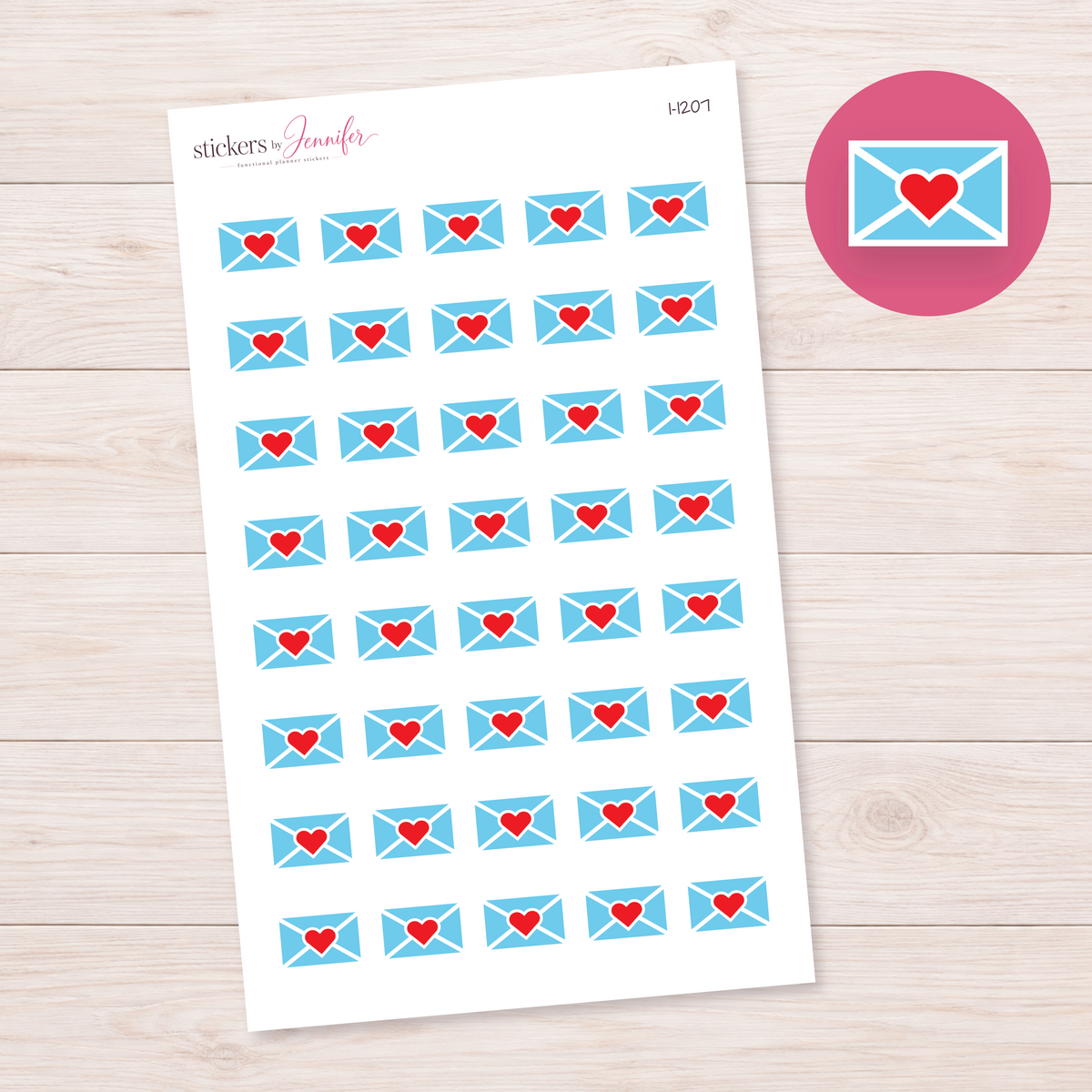 Sky Blue Happy Mail Envelope Planner Stickers | I-1207