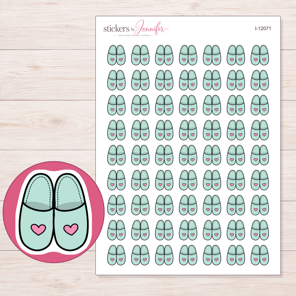 I-12071 planner sticker sheet with enlarged sticker detail