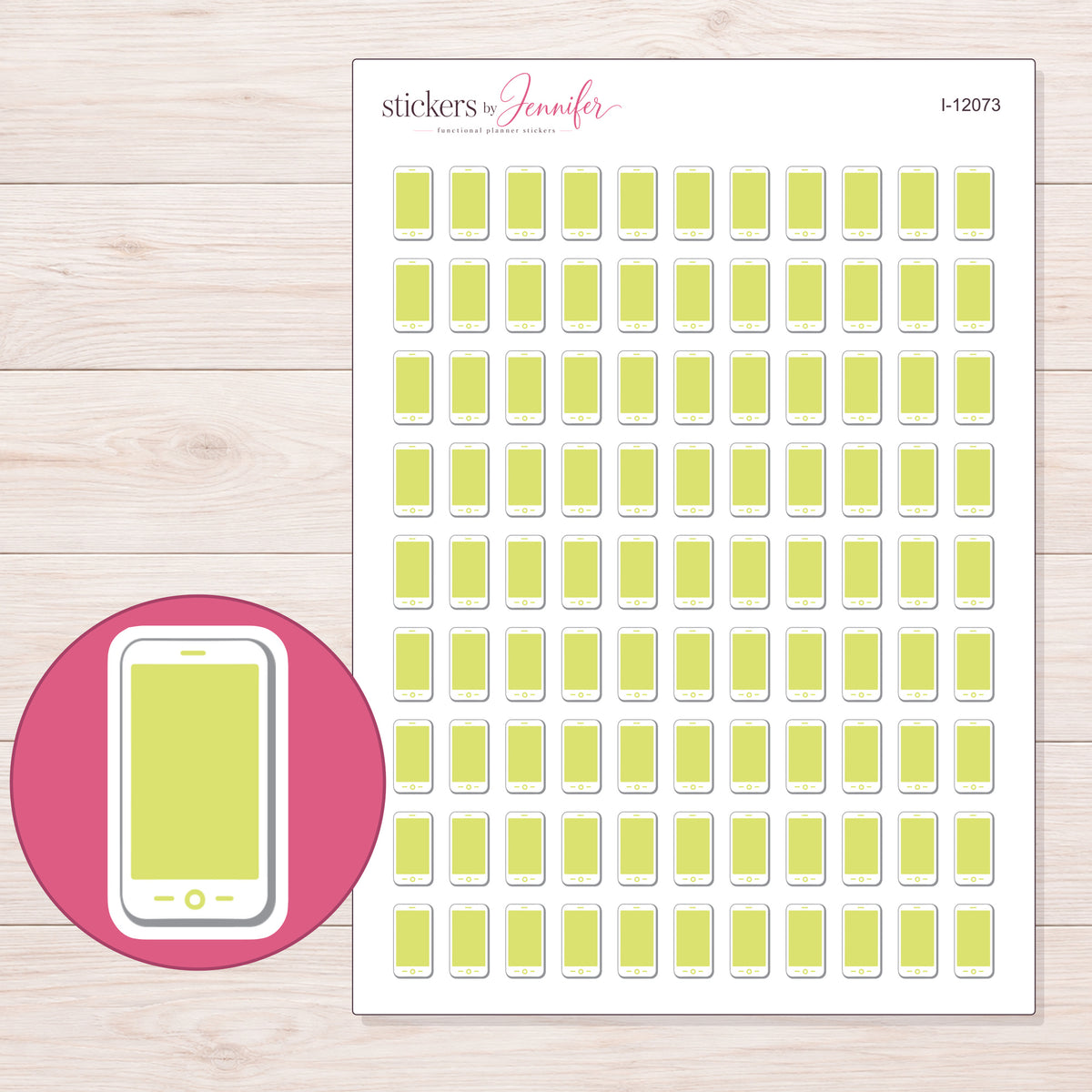 I-12073 planner sticker sheet with enlarged sticker detail
