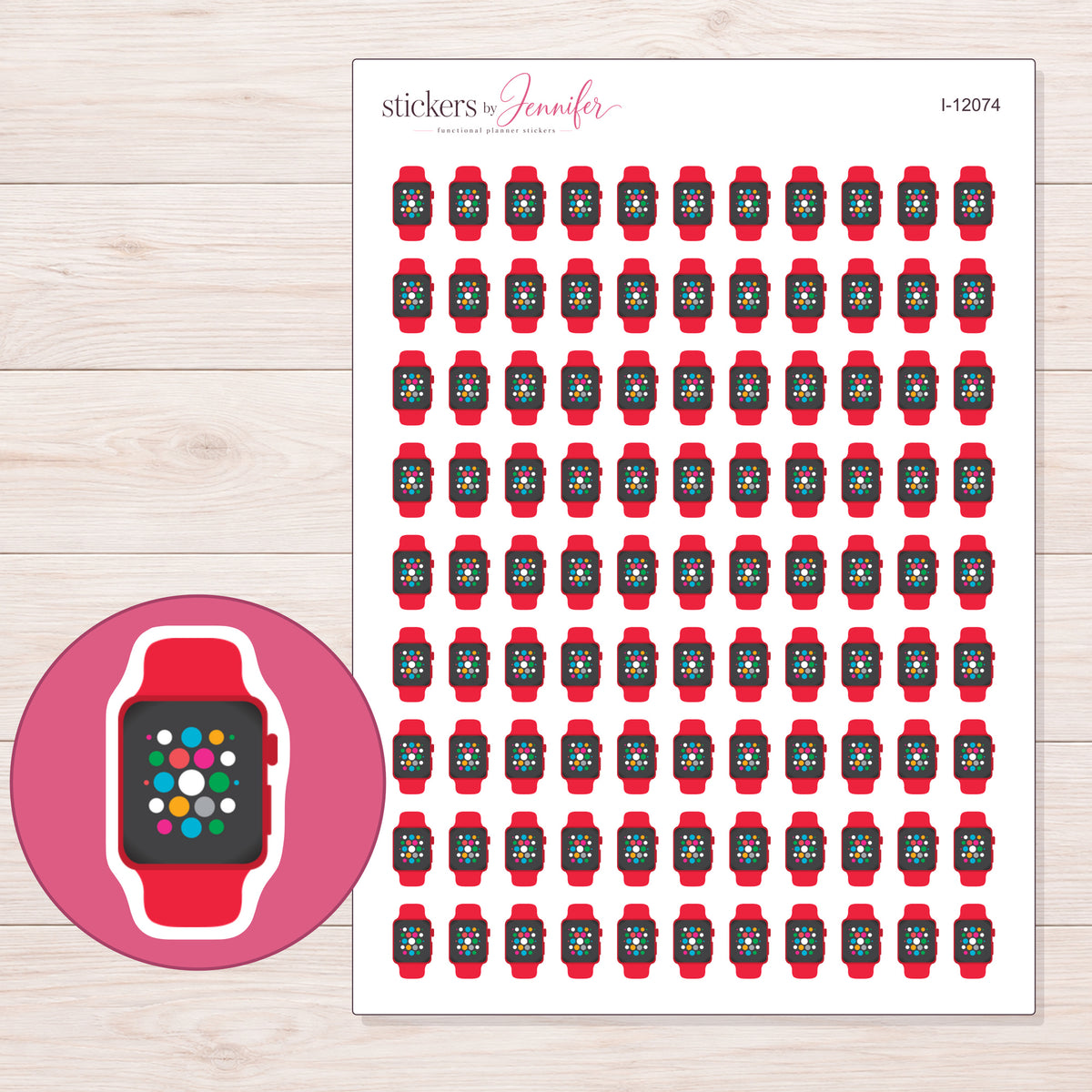 I-12074 planner sticker sheet with enlarged sticker detail