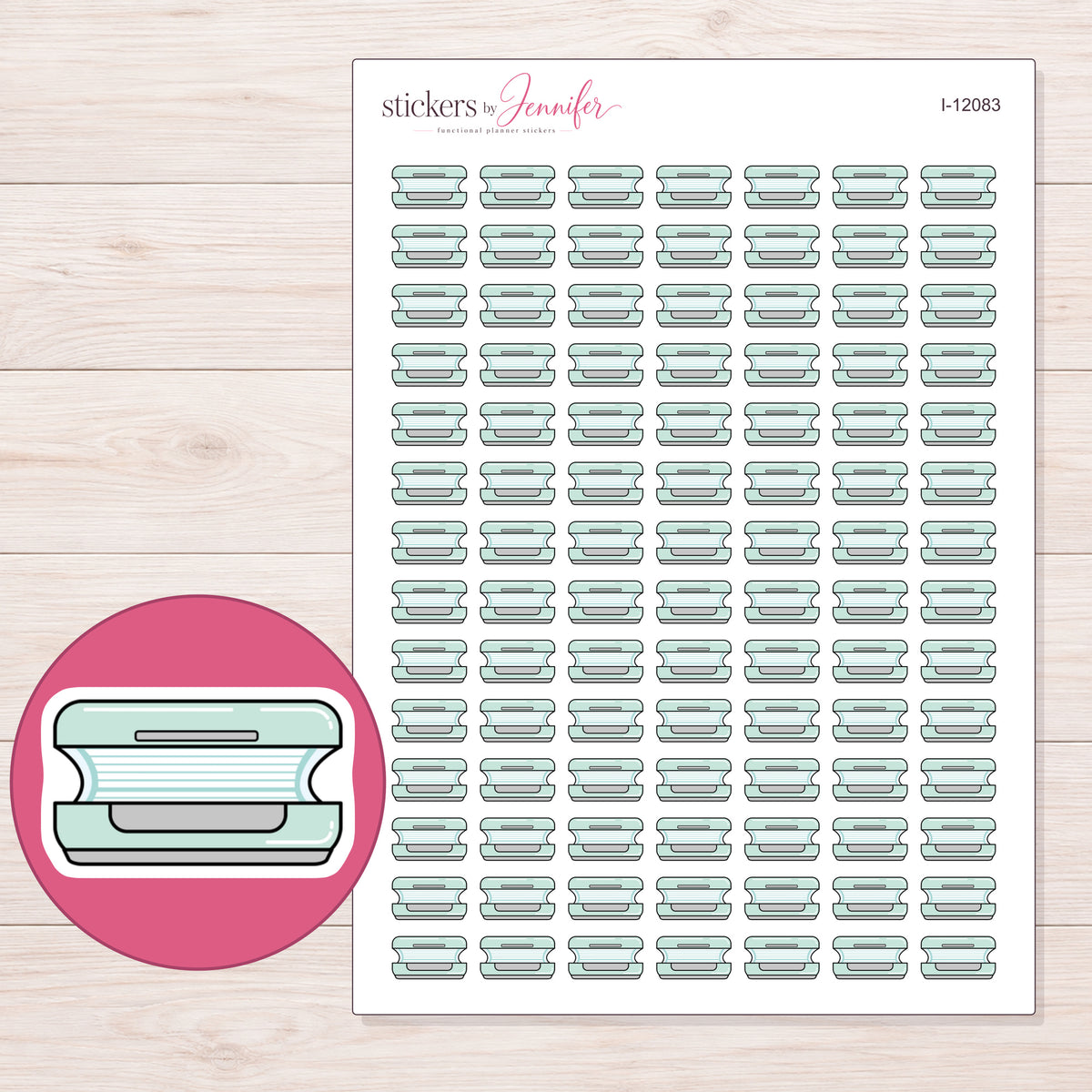 I-12083 planner sticker sheet with enlarged sticker detail