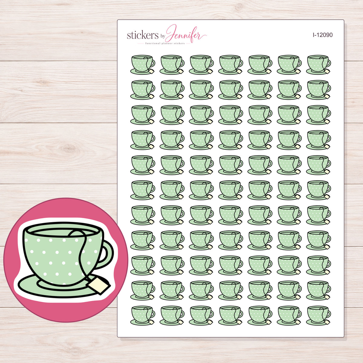 I-12090 planner sticker sheet with enlarged sticker detail