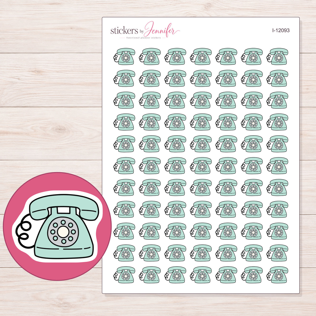 I-12093 planner sticker sheet with enlarged sticker detail