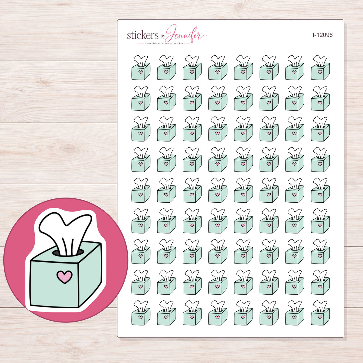I-12096 planner sticker sheet with enlarged sticker detail