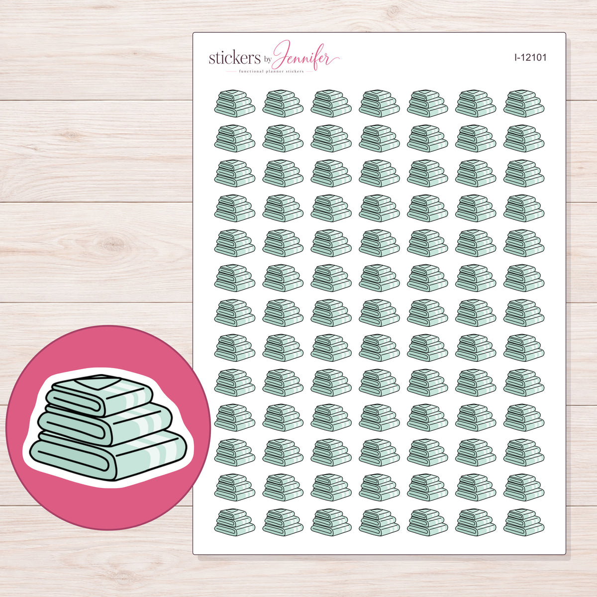 I-12101 planner sticker sheet with enlarged sticker detail
