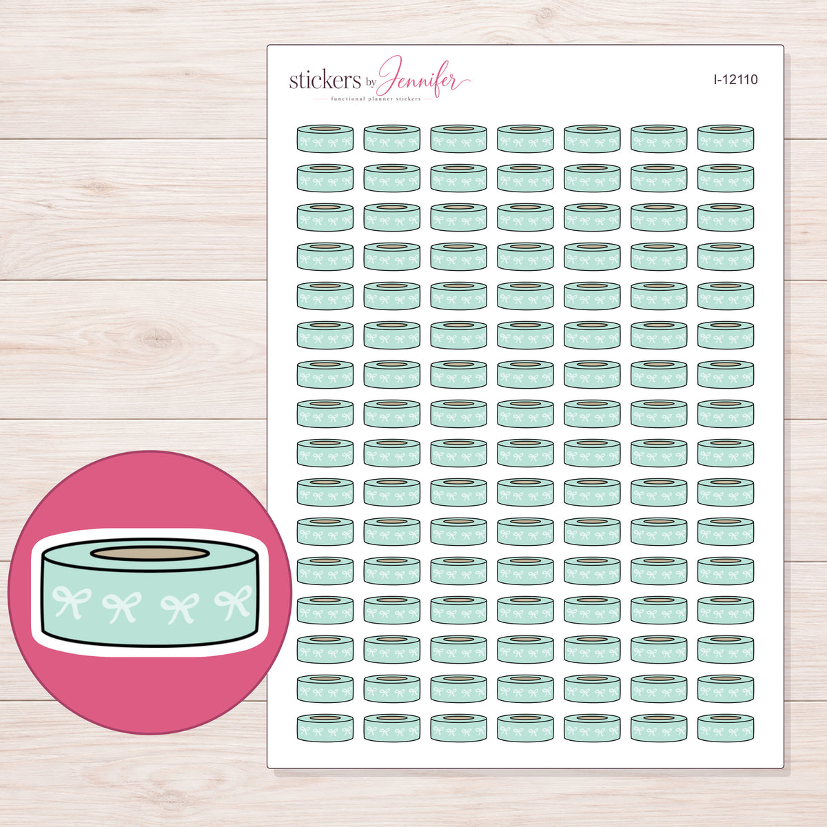 I-12110 planner sticker sheet with enlarged sticker detail