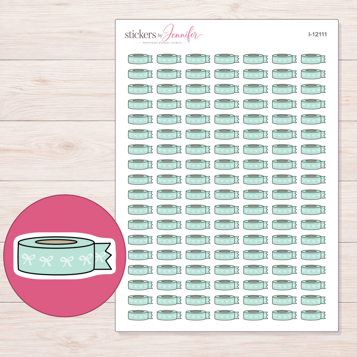 I-12111 planner sticker sheet with enlarged sticker detail