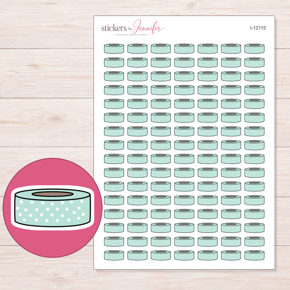 I-12115 planner sticker sheet with enlarged sticker detail