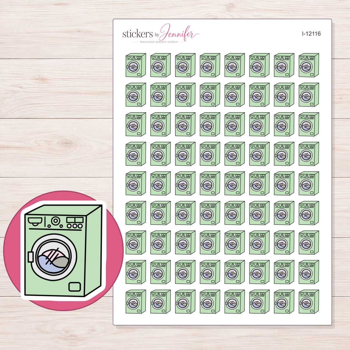 I-12116 planner sticker sheet with enlarged sticker detail