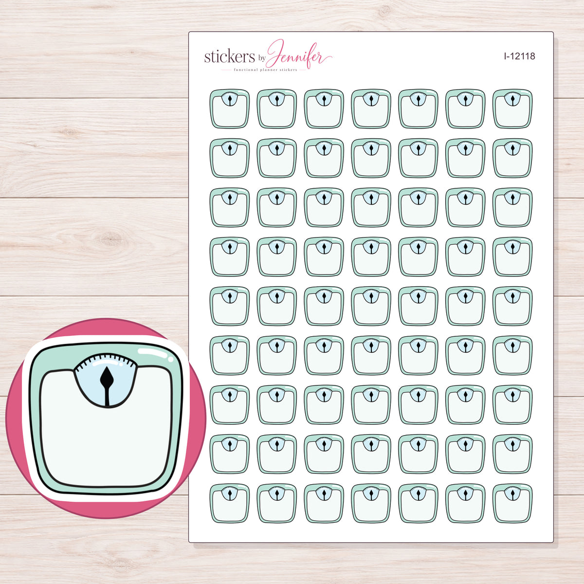 I-12118 planner sticker sheet with enlarged sticker detail