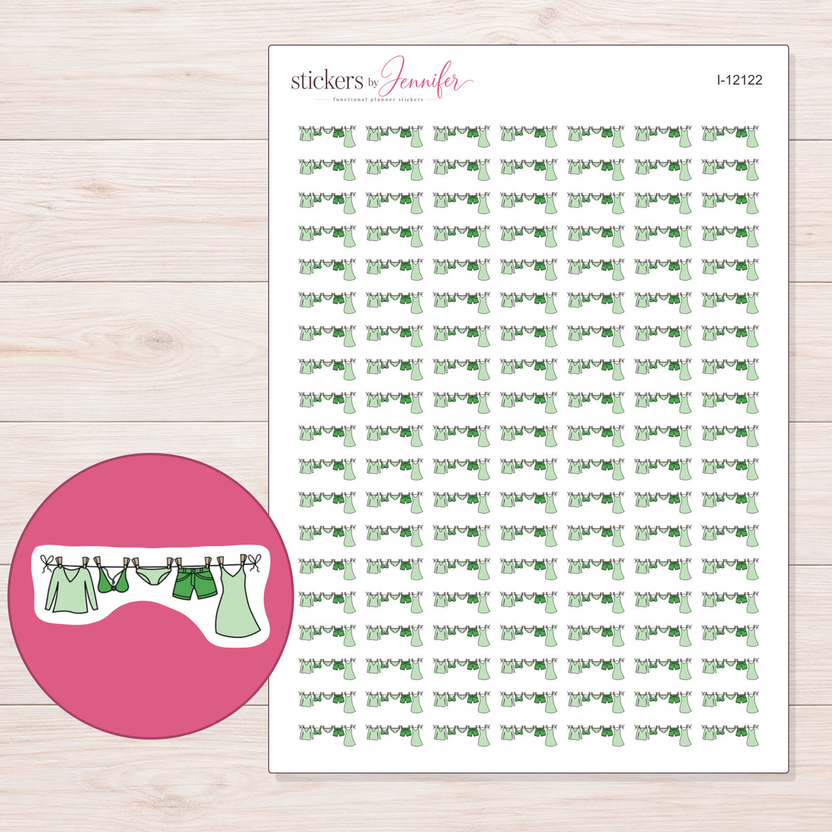 I-12122 planner sticker sheet with enlarged sticker detail