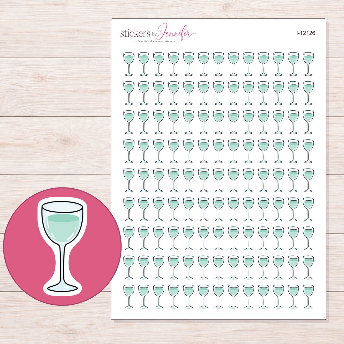 I-12126 planner sticker sheet with enlarged sticker detail