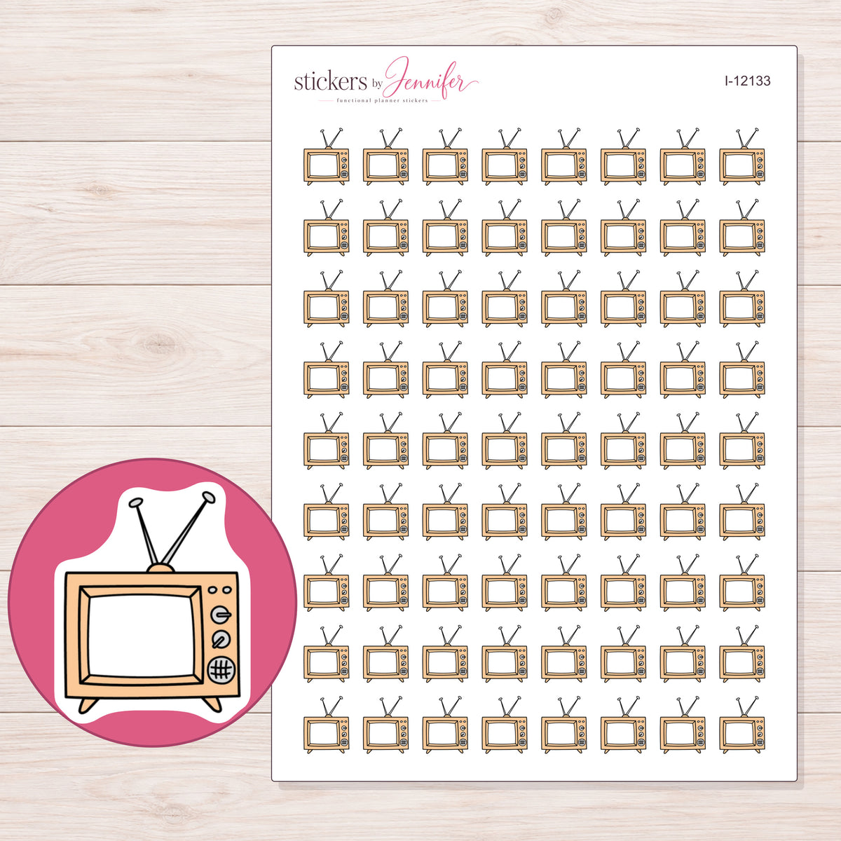 I-12133 planner sticker sheet with enlarged sticker detail