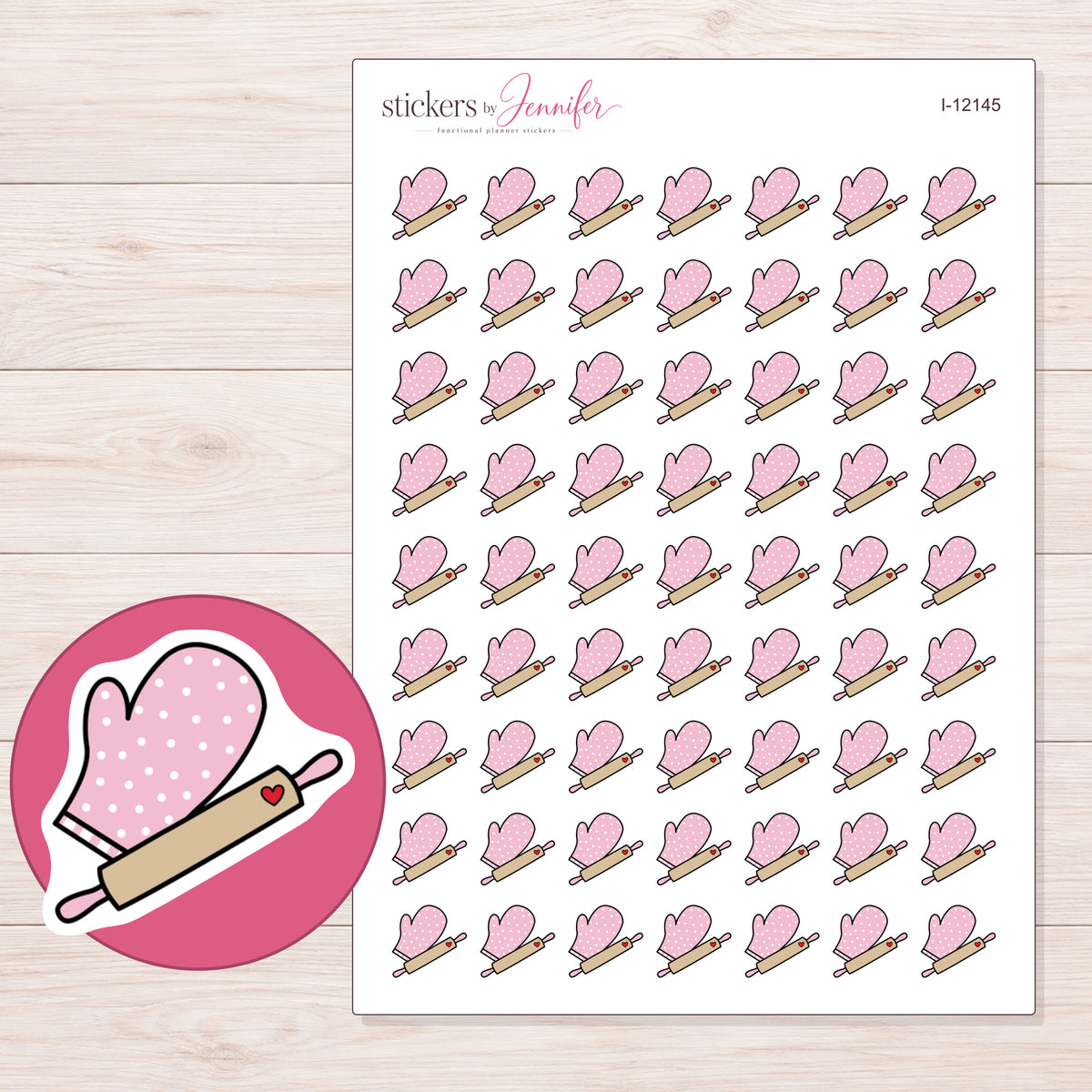 I-12145 planner sticker sheet with enlarged sticker detail